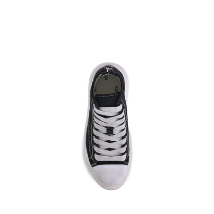 R13 Black Cotton Platform Sneakers