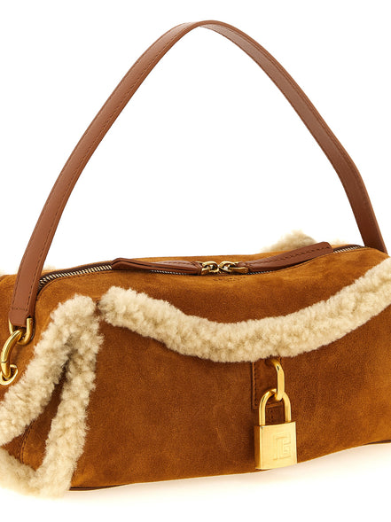 Balmain Brown Calfskin Shoulder Bag