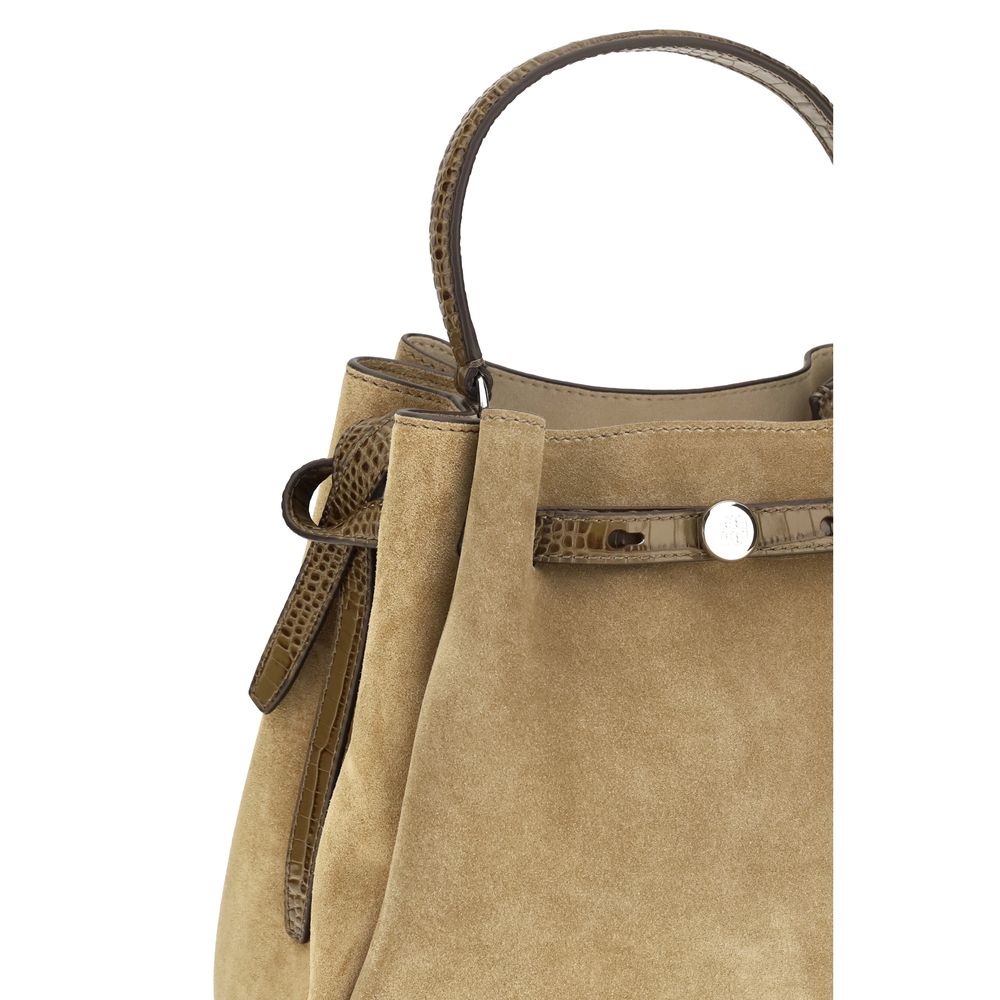 Tory Burch Beige Suede Leather Backet Bag