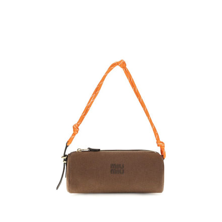 Miu Miu Brown Cotton Shoulder Bag