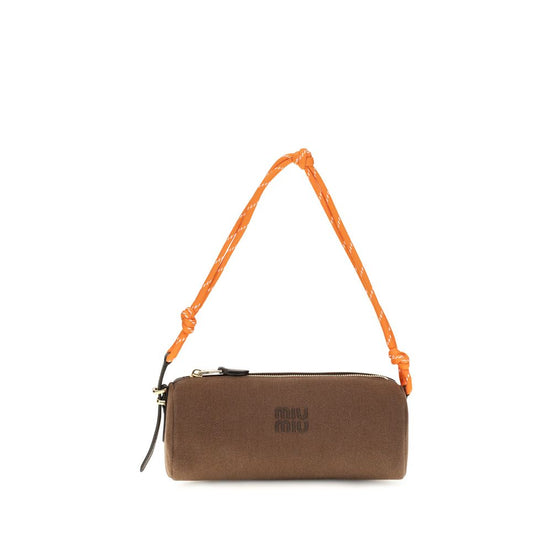 Miu Miu Brown Cotton Shoulder Bag