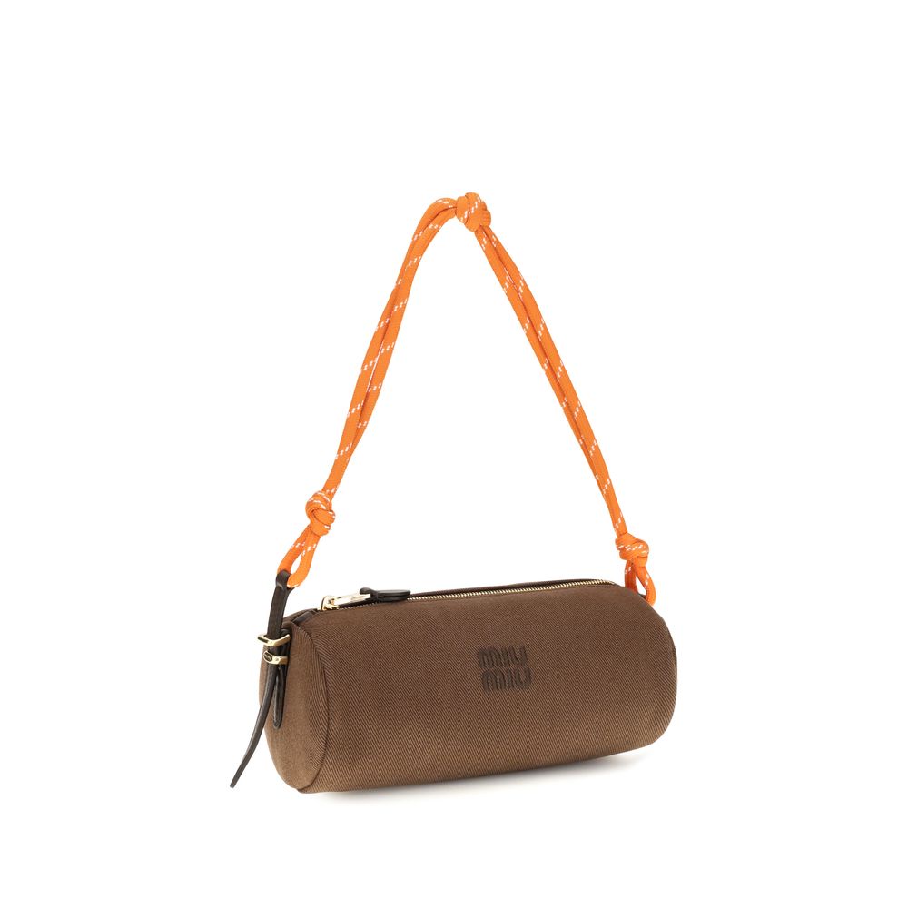 Miu Miu Brown Cotton Shoulder Bag