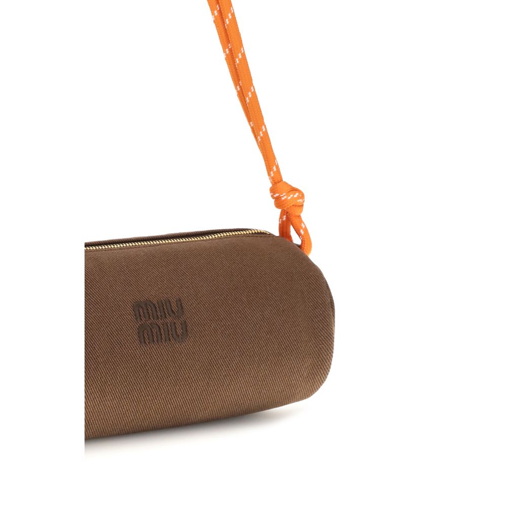 Miu Miu Brown Cotton Shoulder Bag
