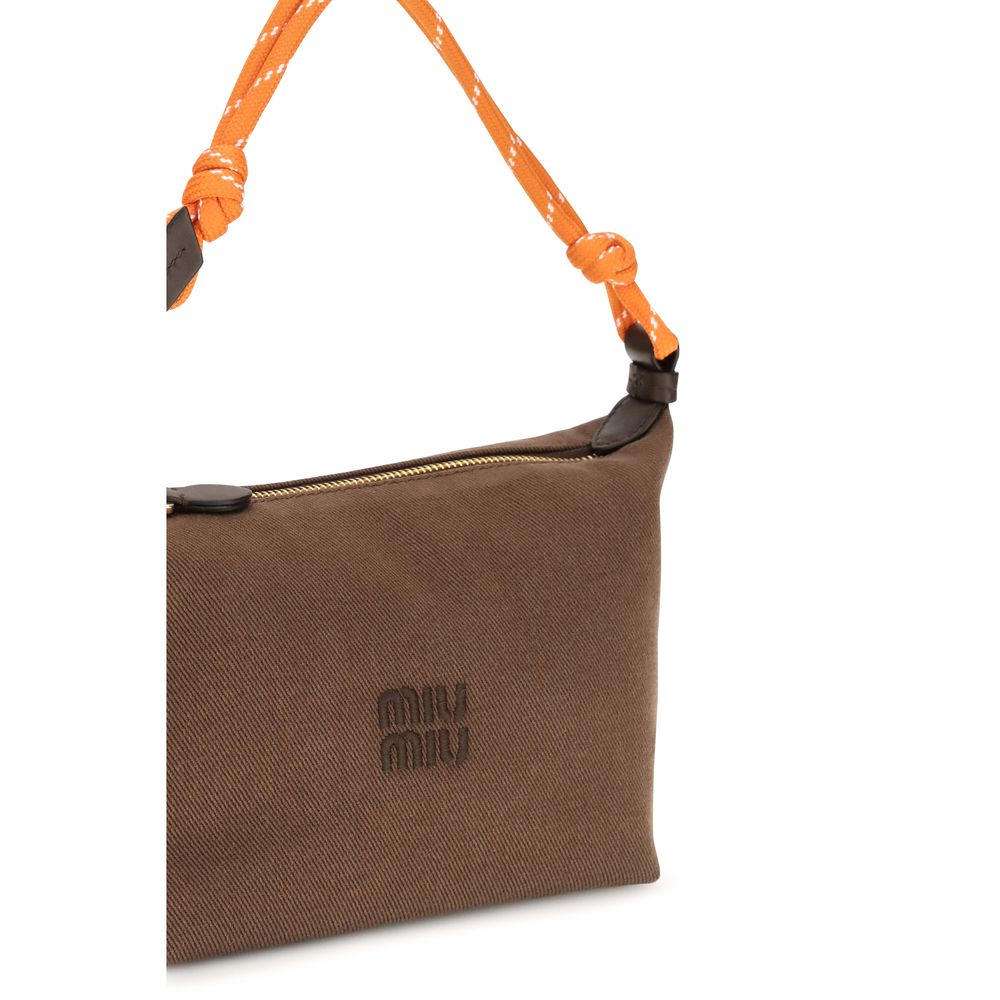 Miu Miu Brown Cotton Shoulder Bag