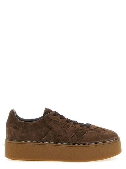 Hogan Brown Calfskin Platform Sneakers