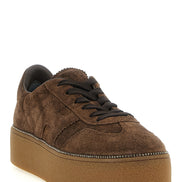Hogan Brown Calfskin Platform Sneakers