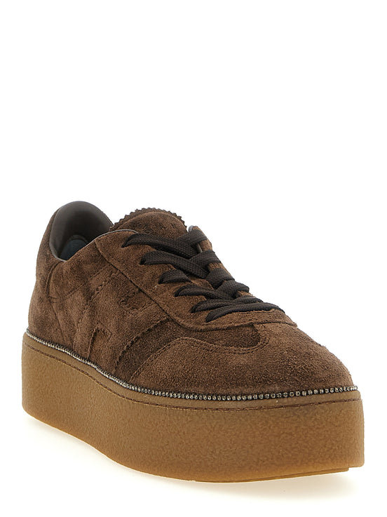 Hogan Brown Calfskin Platform Sneakers