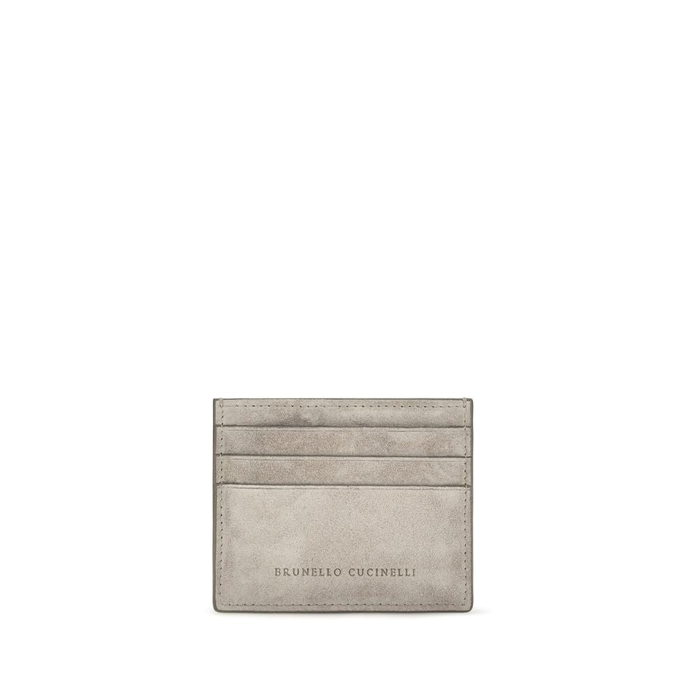 Brunello Cucinelli Gray Calf Leather Bos Taurus Wallet