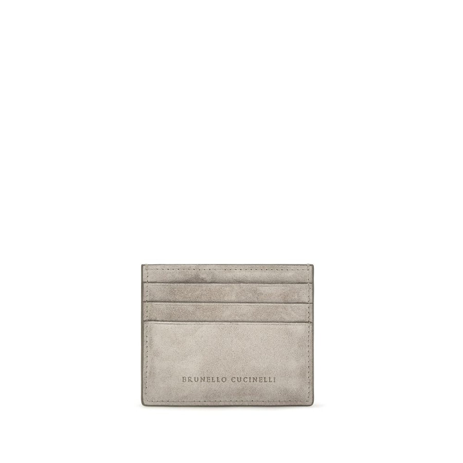Brunello Cucinelli Gray Calf Leather Bos Taurus Wallet