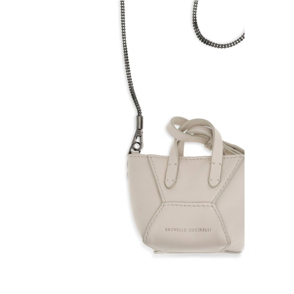 Brunello Cucinelli Beige Calf Leather Bos Taurus Shoulder Bag