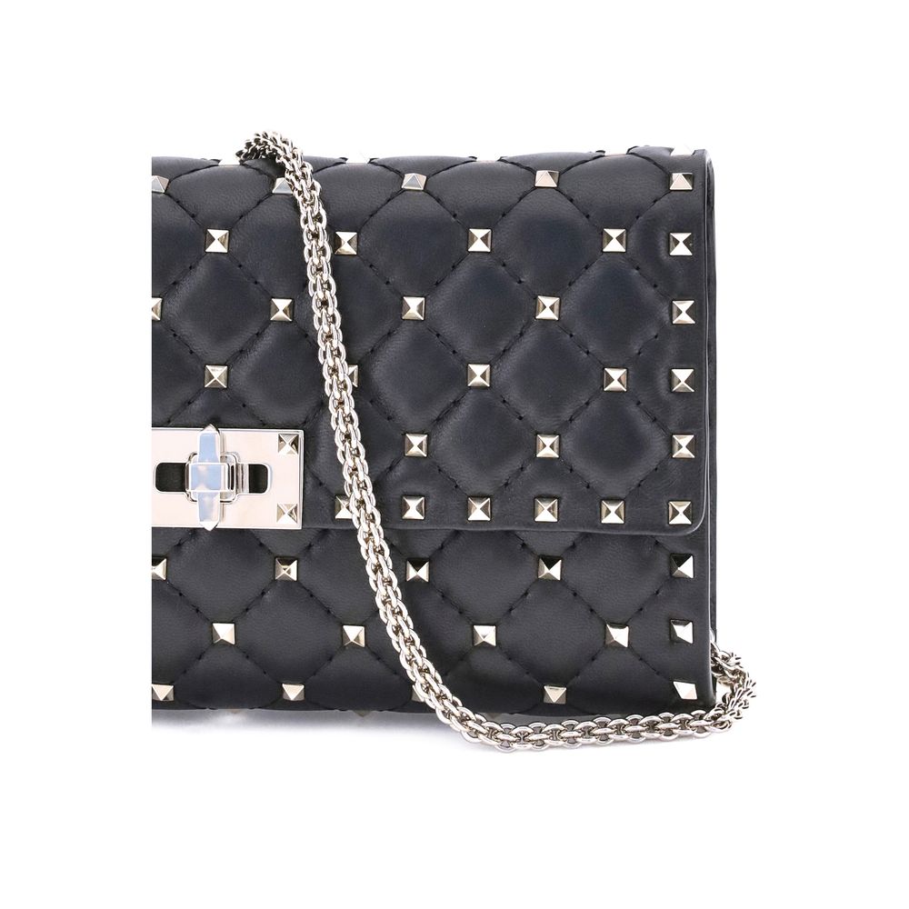 Valentino Garavani Black Calf Leather Bos Taurus Shoulder Bag