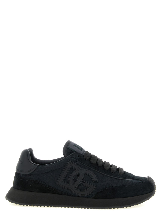 Dolce & Gabbana Black Leather Athletic Sneakers