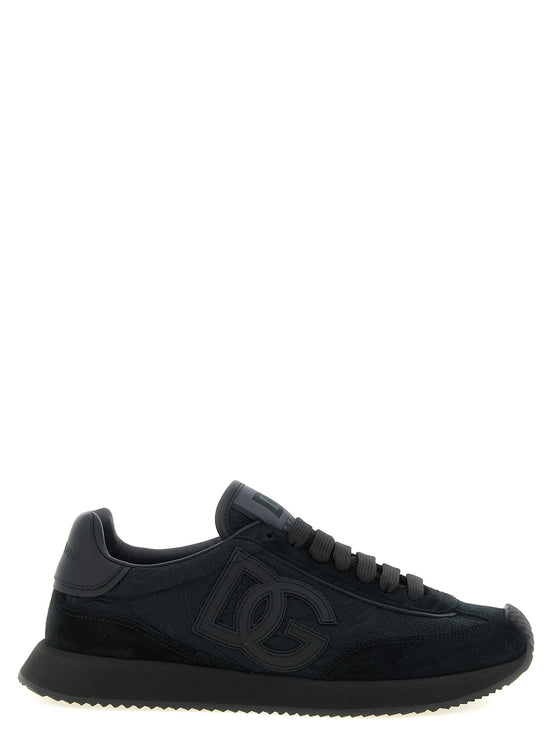 Dolce & Gabbana Black Leather Athletic Sneakers