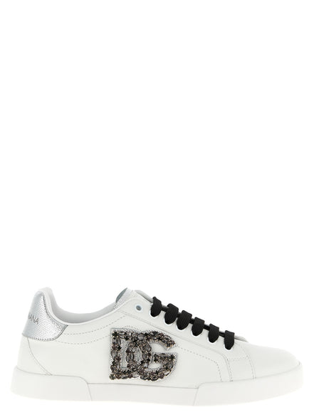 Dolce & Gabbana Silver Calfskin Low Top Sneakers