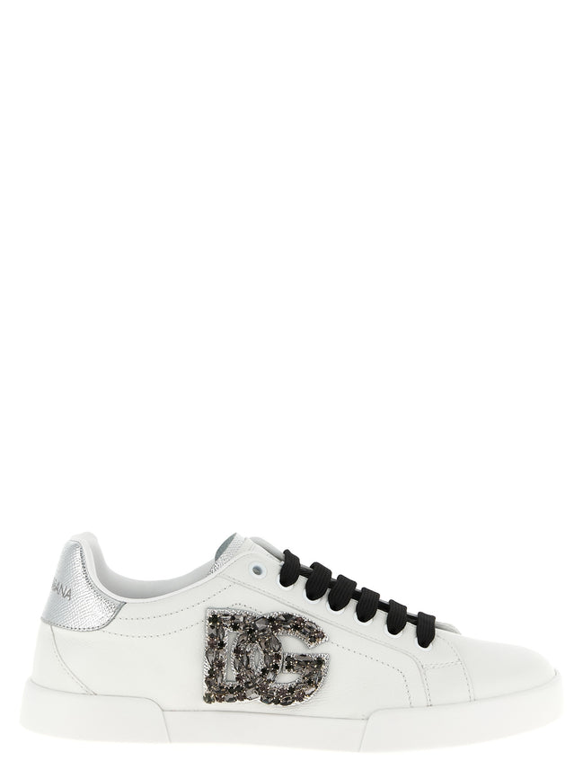 Dolce & Gabbana Silver Calfskin Low Top Sneakers
