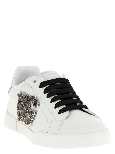 Dolce & Gabbana Silver Calfskin Low Top Sneakers