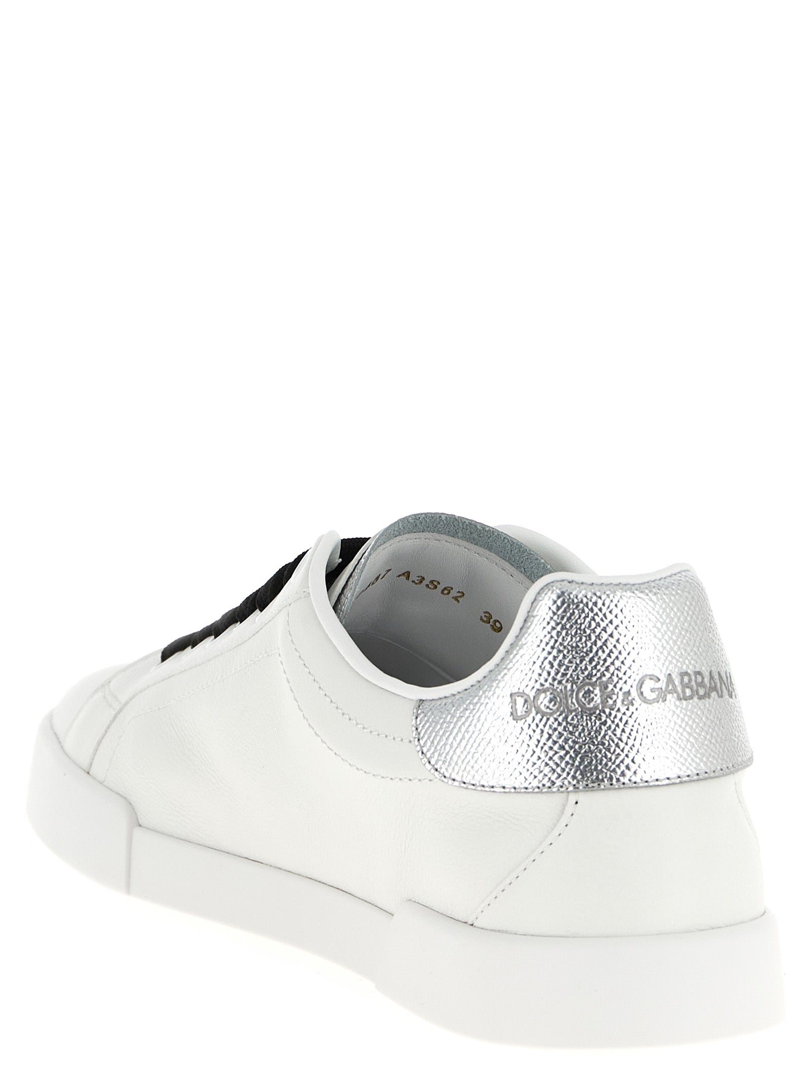 Dolce & Gabbana Silver Calfskin Low Top Sneakers