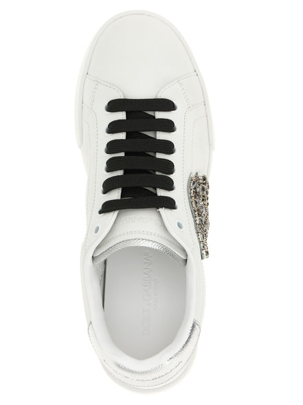 Dolce & Gabbana Silver Calfskin Low Top Sneakers