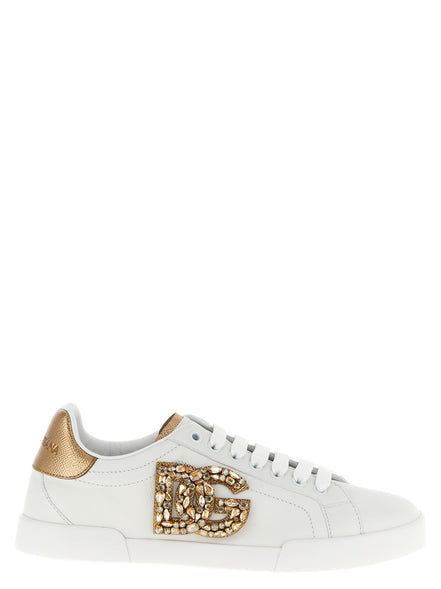 Dolce & Gabbana Gold Calfskin Low Top Sneakers