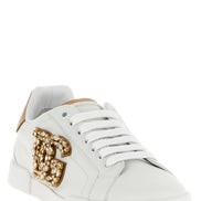 Dolce & Gabbana Gold Calfskin Low Top Sneakers