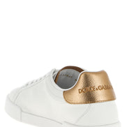 Dolce & Gabbana Gold Calfskin Low Top Sneakers