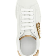 Dolce & Gabbana Gold Calfskin Low Top Sneakers