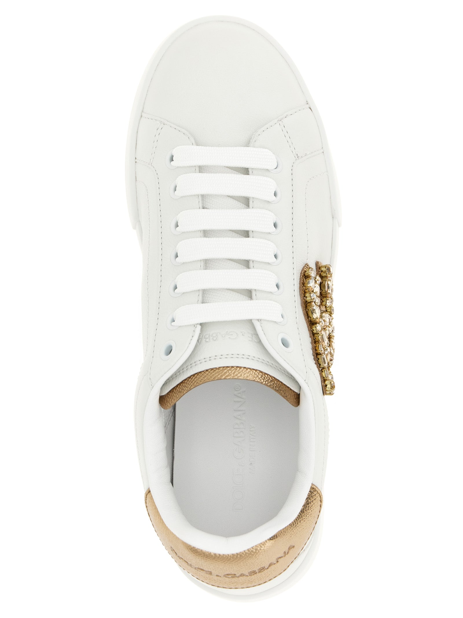 Dolce & Gabbana Gold Calfskin Low Top Sneakers