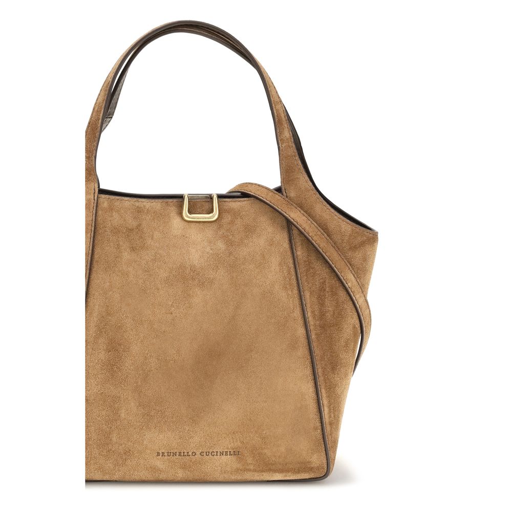 Brunello Cucinelli Beige Calf Leather Bos Taurus Backet Bag