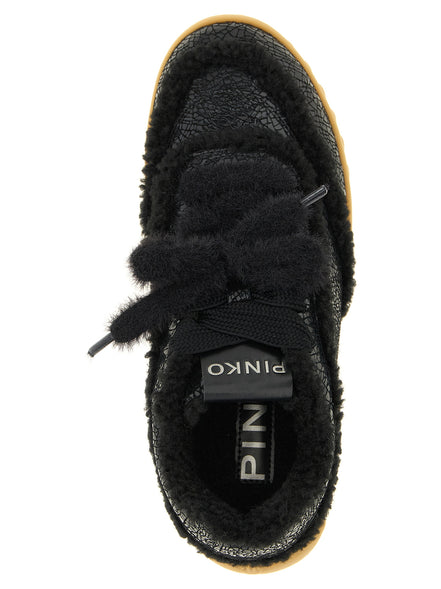 PINKO Black Cowhide Chunky Sneakers