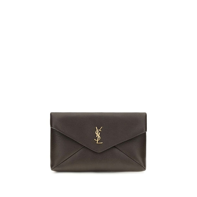 Saint Laurent Brown Lamb Ovis Aries Aries Clutch Bag