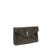 Saint Laurent Brown Lamb Ovis Aries Aries Clutch Bag