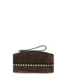 Valentino Garavani Brown Suede Leather Clutch Bag