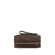 Valentino Garavani Brown Suede Leather Clutch Bag