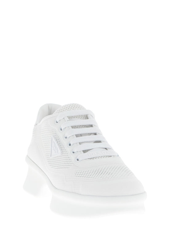 Prada White Polyester Athletic Sneakers