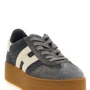 Hogan Gray Wool Platform Sneakers
