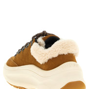 Moon Boot Beige Leather Chunky Sneakers