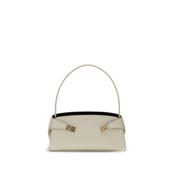 Ferragamo Beige Calf Leather Bos Taurus Shoulder Bag