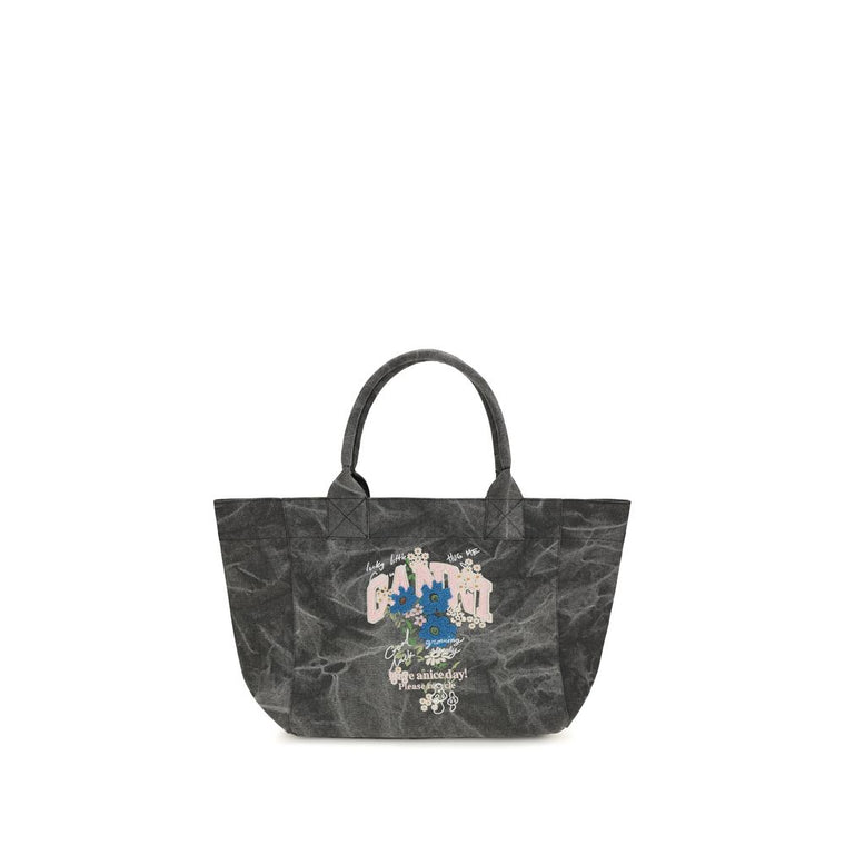 Ganni Gray Cotton Shoulder Bag