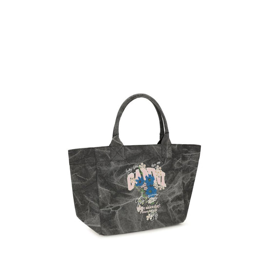Ganni Gray Cotton Shoulder Bag