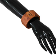 Costume National Brown Wooden Branded Bracelet