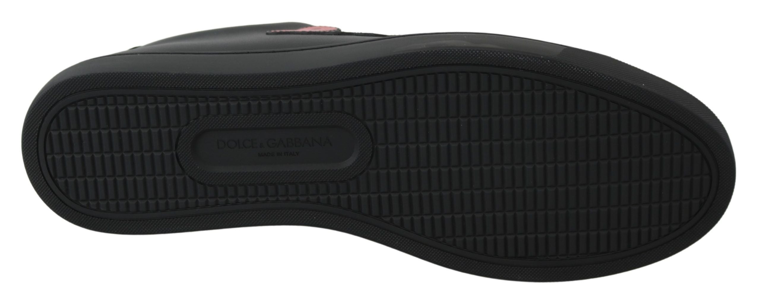 Dolce & Gabbana Μαύρα Δερμάτινα Sneakers με Καρδιά Love Γυναικεία Παπούτσια