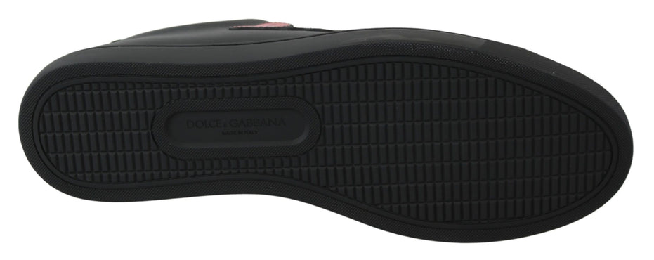 Dolce & Gabbana Μαύρα Δερμάτινα Sneakers με Καρδιά Love Γυναικεία Παπούτσια
