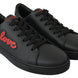 Dolce & Gabbana Μαύρα Δερμάτινα Sneakers με Καρδιά Love Γυναικεία Παπούτσια