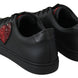 Dolce & Gabbana Μαύρα Δερμάτινα Sneakers με Καρδιά Love Γυναικεία Παπούτσια