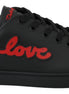 Dolce & Gabbana Μαύρα Δερμάτινα Sneakers με Καρδιά Love Γυναικεία Παπούτσια