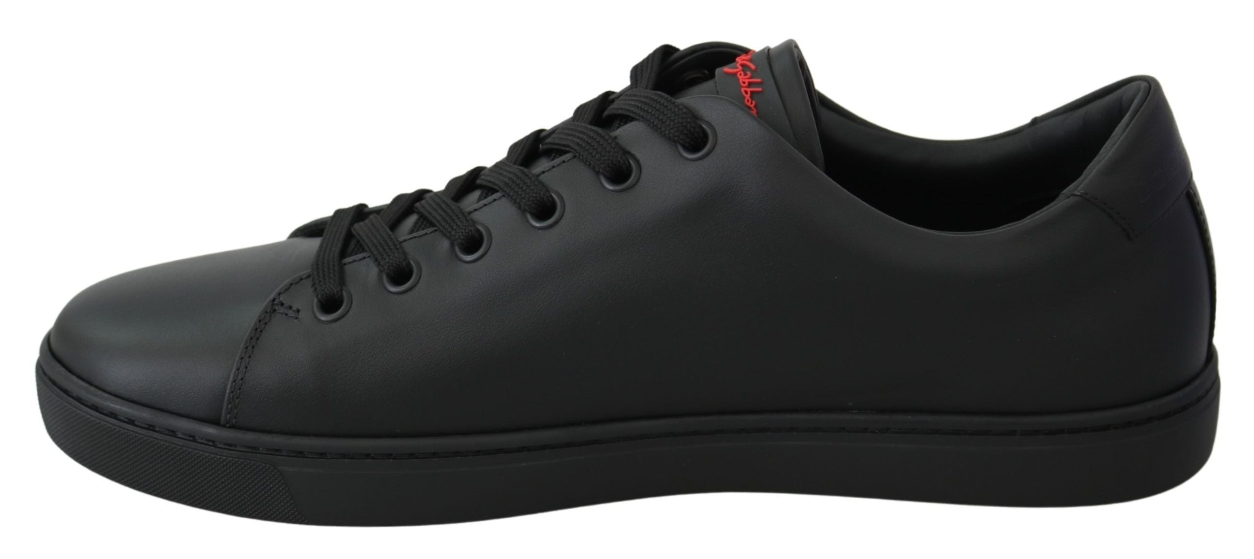 Dolce & Gabbana Μαύρα Δερμάτινα Sneakers με Καρδιά Love Γυναικεία Παπούτσια