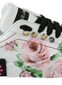 Dolce & Gabbana White Leather Crystal Roses Floral Sneakers Shoes