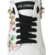 Dolce & Gabbana White Leather Crystal Roses Floral Sneakers Shoes