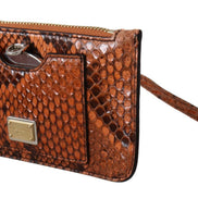 Dolce & Gabbana Brown Leather Coin Purse Wristlet Mirror AGNESE Wallet