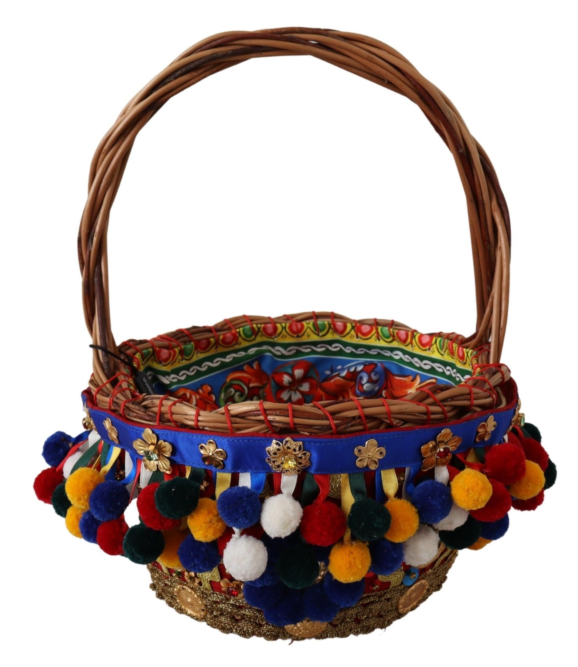 Dolce & Gabbana Πολύχρωμη Βαμβακερή Τσάντα Tote με Διακοσμητικά Agnese Basket